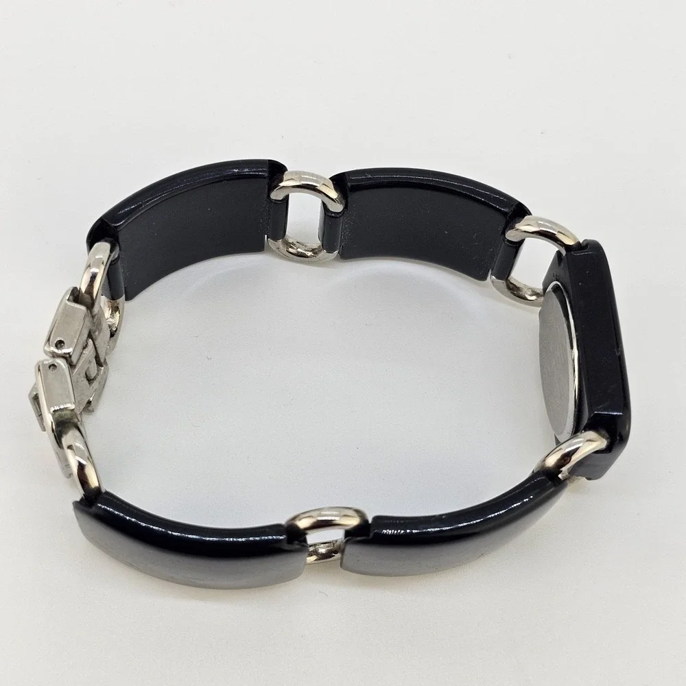 Women's Watch 20MM MOP Dial Roman Numerals‎ Black Plastic Bands 6.5